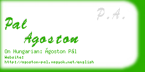 pal agoston business card