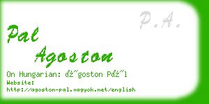 pal agoston business card